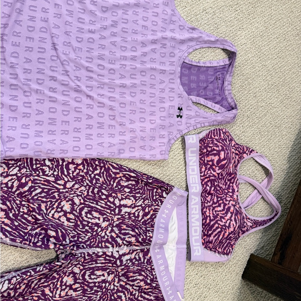 Under Armour Women's Lavender and Pink Sports Bra Set